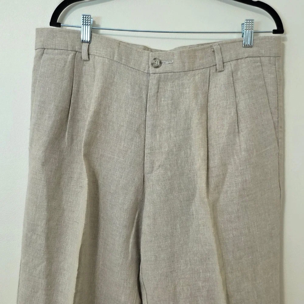 Dockers Premium Linen Blend Pants 36x29 D3 Classic Beige Coastal Preppy Beach